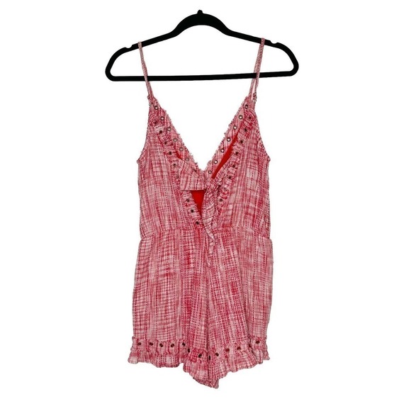 Revolve Tularosa Amelia Romper Wrap Neck Sleeveless Women Bright Red Size Medium - Picture 3 of 6